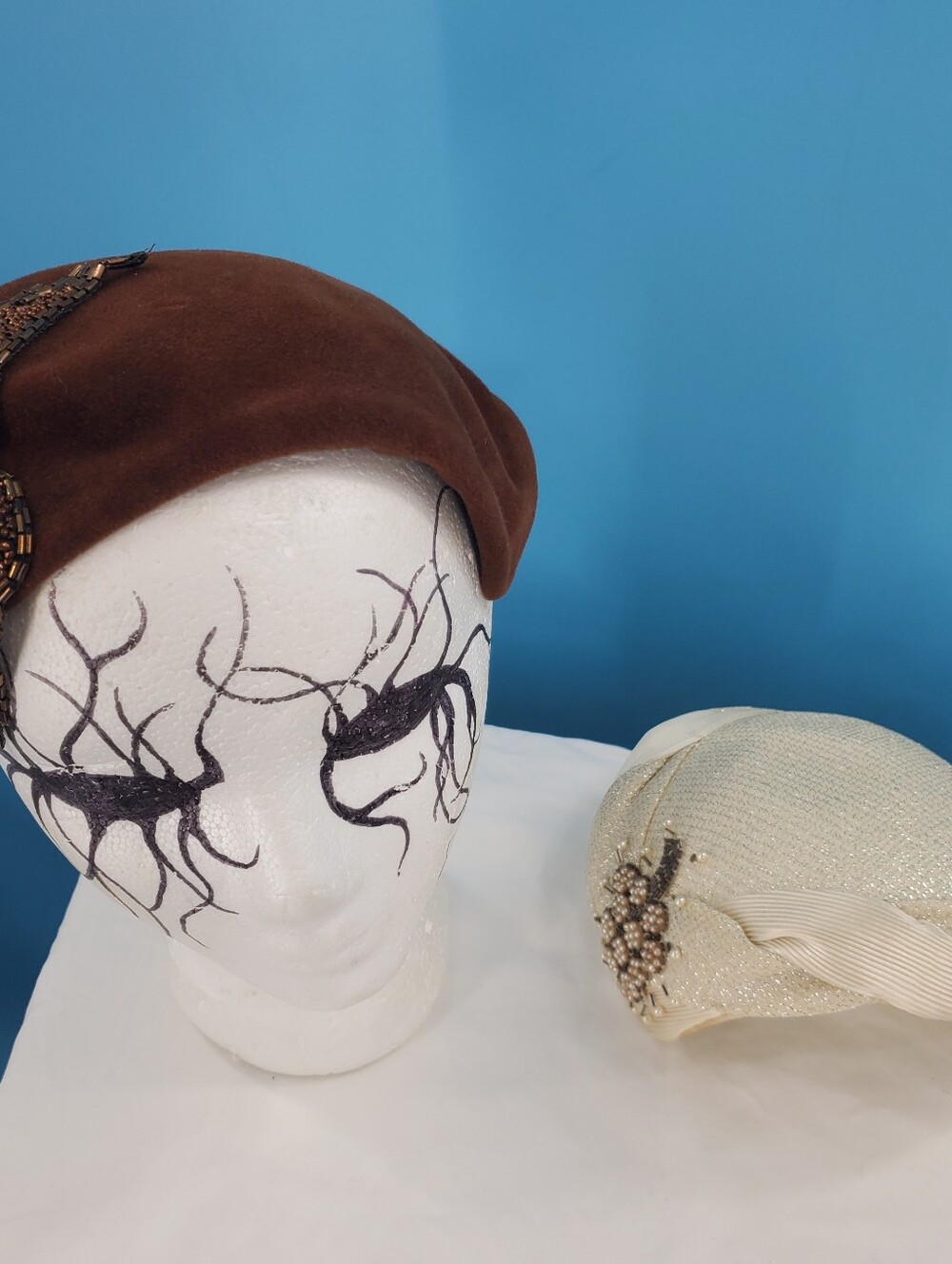 Vintage early 1950s Tricorne hats (set of 2)